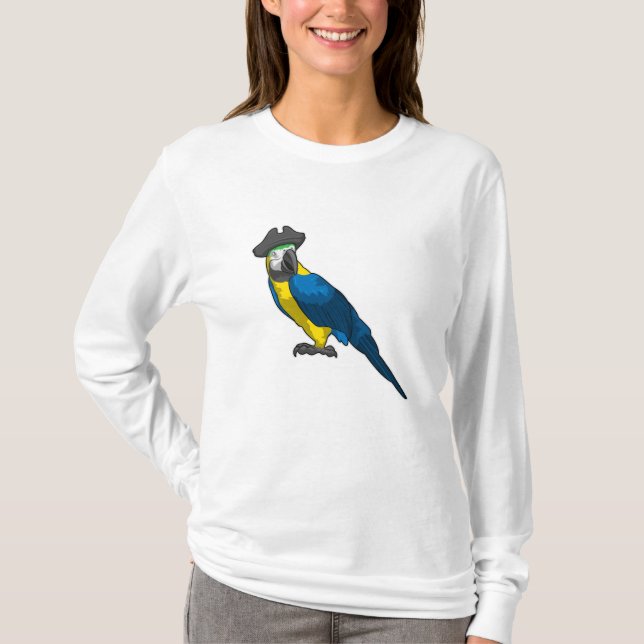Camiseta Papagaio como Pirata com Chapéu (Frente)
