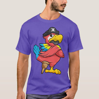Camiseta Papagaio como Pirata com perna de Wooden e chapéu 