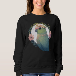 Camiseta Papagaio de Aguarela Coroa de Flor Pe