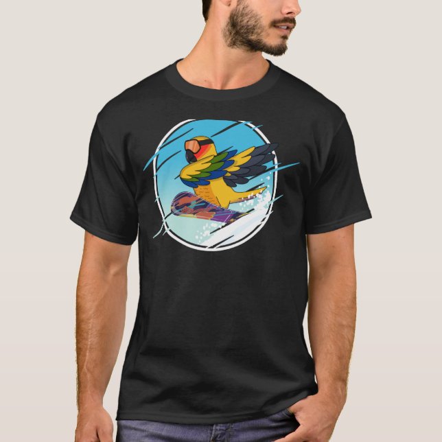 Camiseta Papagaio de Snowboard Dabbing I Arara-canindé (Frente)