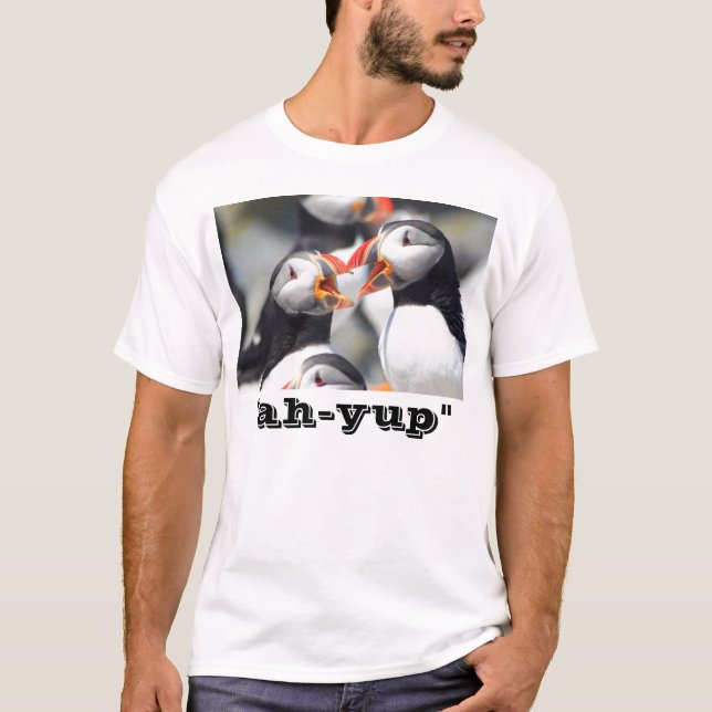 Camiseta Papagaio-do-mar de Maine "ah-yup " (Frente)