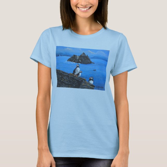 Camiseta Papagaio-do-mar em Skellig Michael Ireland (Frente)