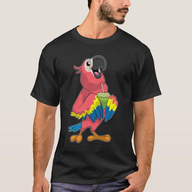 Camiseta Papagaio e coco com palha de Bebendo (Frente)