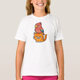 Camiseta Papagaio e Gato Laranja