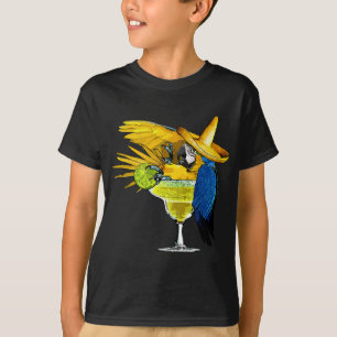 Camiseta Papagaio Engraçado Tropical de Vidro Bebendo Marga