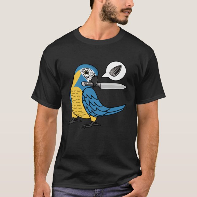 Camiseta Papagaio Faca Quer Sementes I Arara-azul-de-rola (Frente)