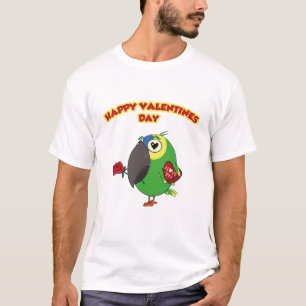 Camiseta papagaio feliz do dia dos namorados