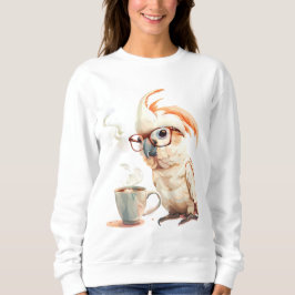 Camiseta Papagaio fofo bebendo café
