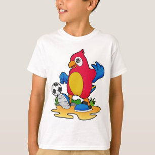 Camiseta Papagaio jogador de futebol com futebol