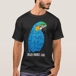 Camiseta Papagaio Louco Senhora Azul E Macaw Amarelo Papaga