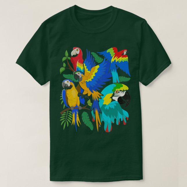 Camiseta Papagaio-Macaw Tropical Bird Watcher (Frente do Design)
