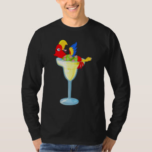 Camiseta Papagaio Margarita Bebendo Vidro Tropical Vacinaçã
