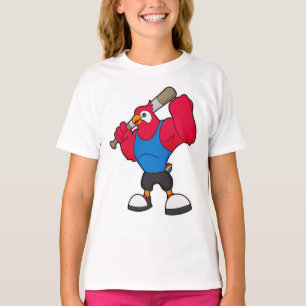 Camiseta Papagaio no Baseball com bastão de beisebol