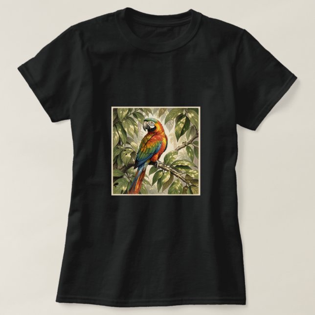Camiseta Papagaio no desenho da árvore (Frente do Design)