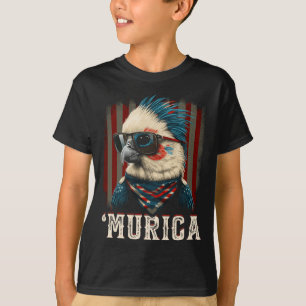 Camiseta Papagaio Patriótico de 4 de Julho da Bandeira Amer