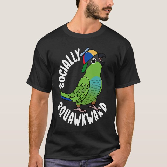 Camiseta Papagaio Socialmente Desajeitado I Nanday Conure (Frente)