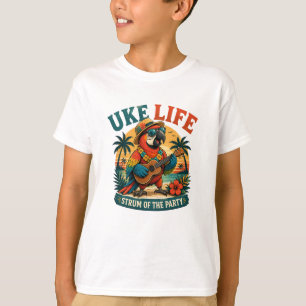 Camiseta Papagaio Uke Life – Vibrações da Ilha Ukulele Bird