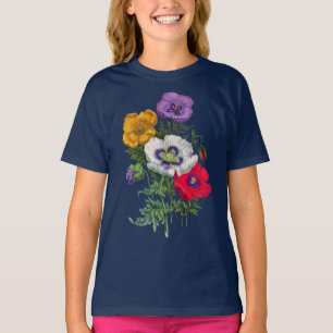 Camiseta Papagaios Amarelos Vermelhos Lilosos Amarelos e Fo