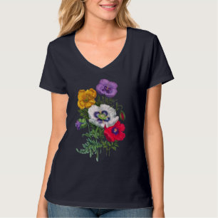 Camiseta Papagaios Amarelos Vermelhos Lilosos Amarelos e Fo