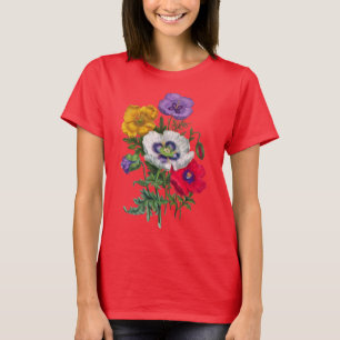 Camiseta Papagaios Amarelos Vermelhos Lilosos Amarelos e Fo