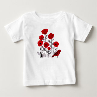Camiseta Papagaios e pintura aquosa de passarinho vermelho