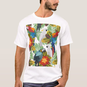 Camiseta Papagaios tropicais, padrão perfeito de vintage.