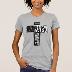 Camiseta Papai abençoado Cruz Cristã Tipografia Vintage De