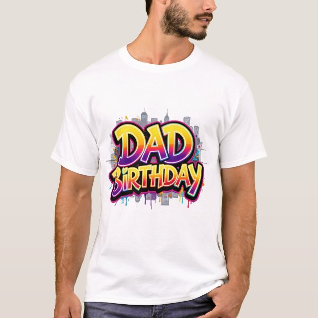 Camiseta Papai Aniversário Cidade Arco-íris Grafite (Frente)