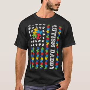 Camiseta Papai Autismo Bandeira Americana Conscientização d
