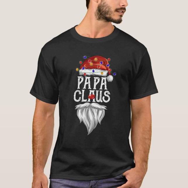 Camiseta Papai Claus Santa Hat Família Natal Pijama Papai (Frente)
