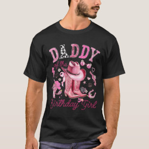 Camiseta Papai da aniversariante vaqueira cor-de-rosa weste