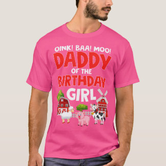 Camiseta Papai da Menina do Aniversário Animais da Fazenda 