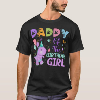Camiseta Papai da Menina do Dinossauro Saurus Rex no Aniver