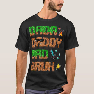 Camiseta Papai Dada Pai Bruh Jogo de Vídeo Engraçado Pixel