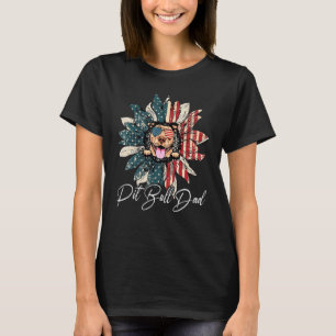 Camiseta Papai de Pit Bull Mais Velho dos EUA Bandeira Amer