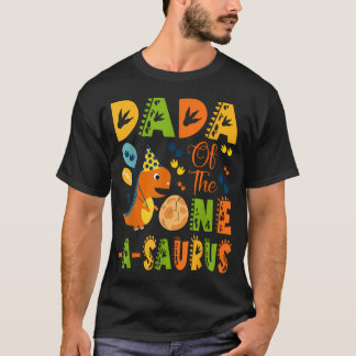 Camiseta Papai Do Aniversário De 1 Ano Do One-A-Saurus Dino
