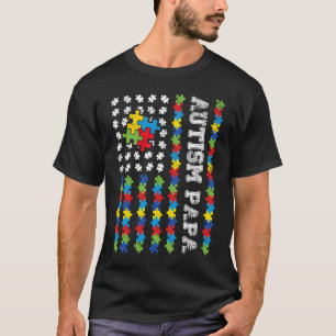 Camiseta Papai do Autismo Bandeira Americana Conscientizaçã