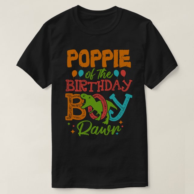 Camiseta PAPAI Do Birthday Boy Rawr Dinosaur (Frente do Design)