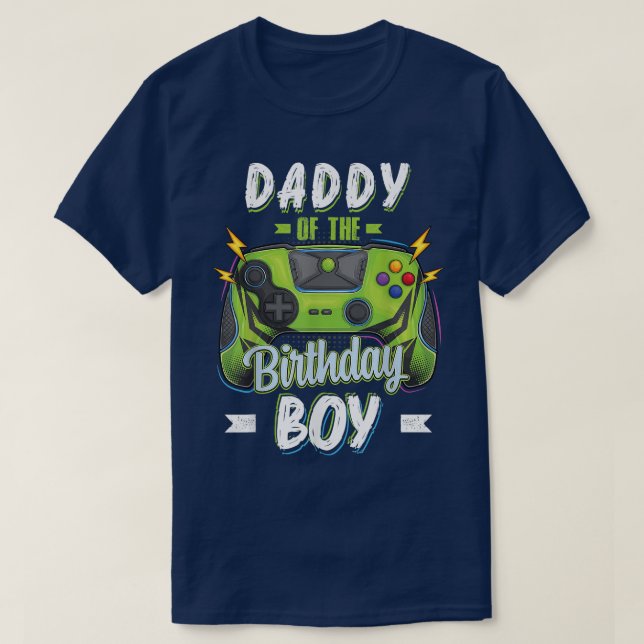 Camiseta Papai do Menino do Aniversário Vídeo da família co (Frente do Design)