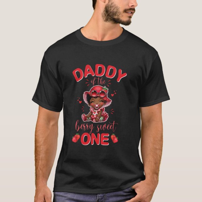 Camiseta Papai Do Morango Doce Primeiro Aniversário Do Mora (Frente)