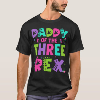 Camiseta Papai dos Três Rex Dinossauro Divertido Fofo