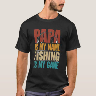 Camiseta Papai é meu nome pescar é meu jogo Pesca Retro v