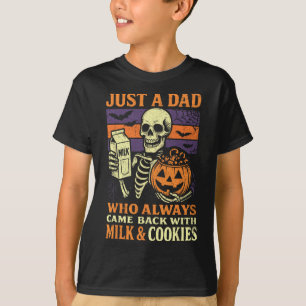 Camiseta Papai Esqueleto de Halloween que voltou com leite