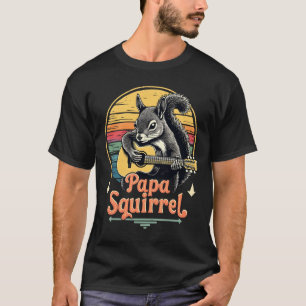 Camiseta Papai Esquilo Tocando Guitarra - Design de Música