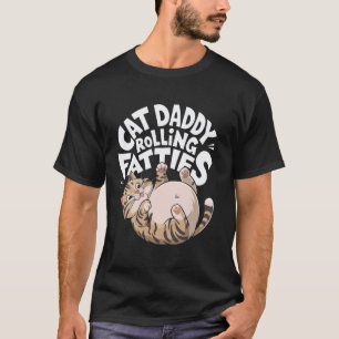 Camiseta Papai Gato Design Engraçado de Gordos Rolando
