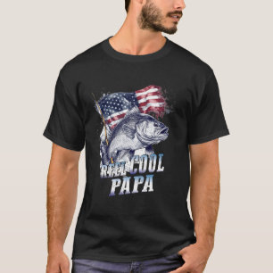 Camiseta Papai Legal Homens Bandeira Americana Pescaria Dia