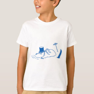 Camiseta Papai Moomin Azul Esquiodo na Neve Jogos de Invern