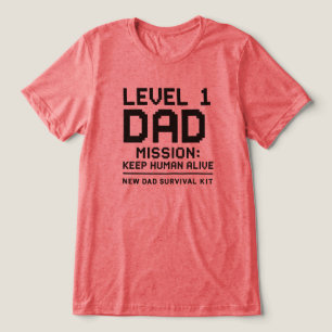 Camiseta Papai Nível 1 Missão Manter Humano Vivo Gamer Dive