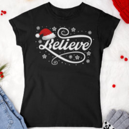 Camiseta Papai Noel acredita no Natal - Papai Noel preto