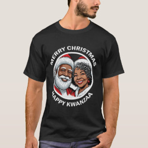 Camiseta Papai Noel Adorador Negro E Sra. Claus Natal